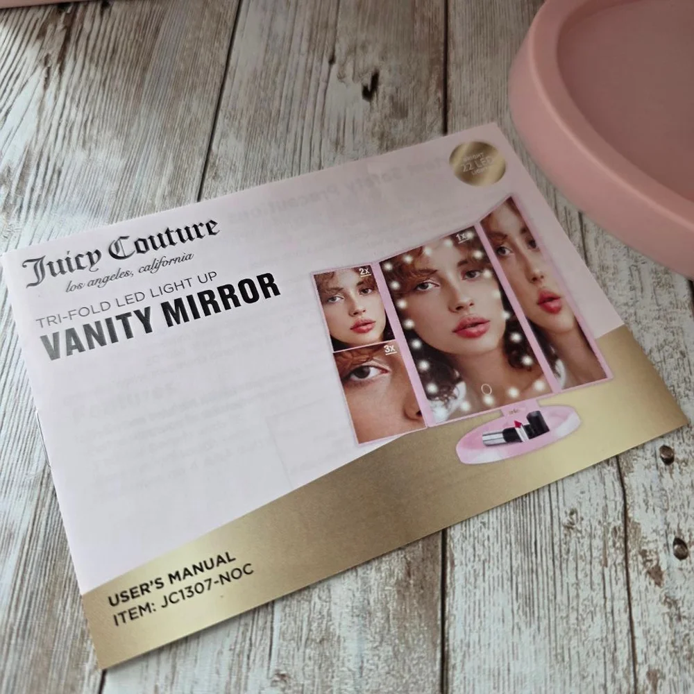 Juicy Couture Tri-Fold LED Light Up Vanity Mirror - Pink